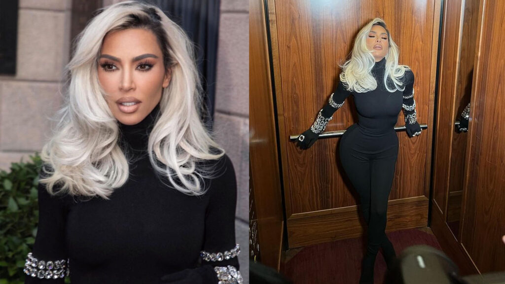 Kim Kardashian seen in new white hair color for Milan - Daily Research Plot