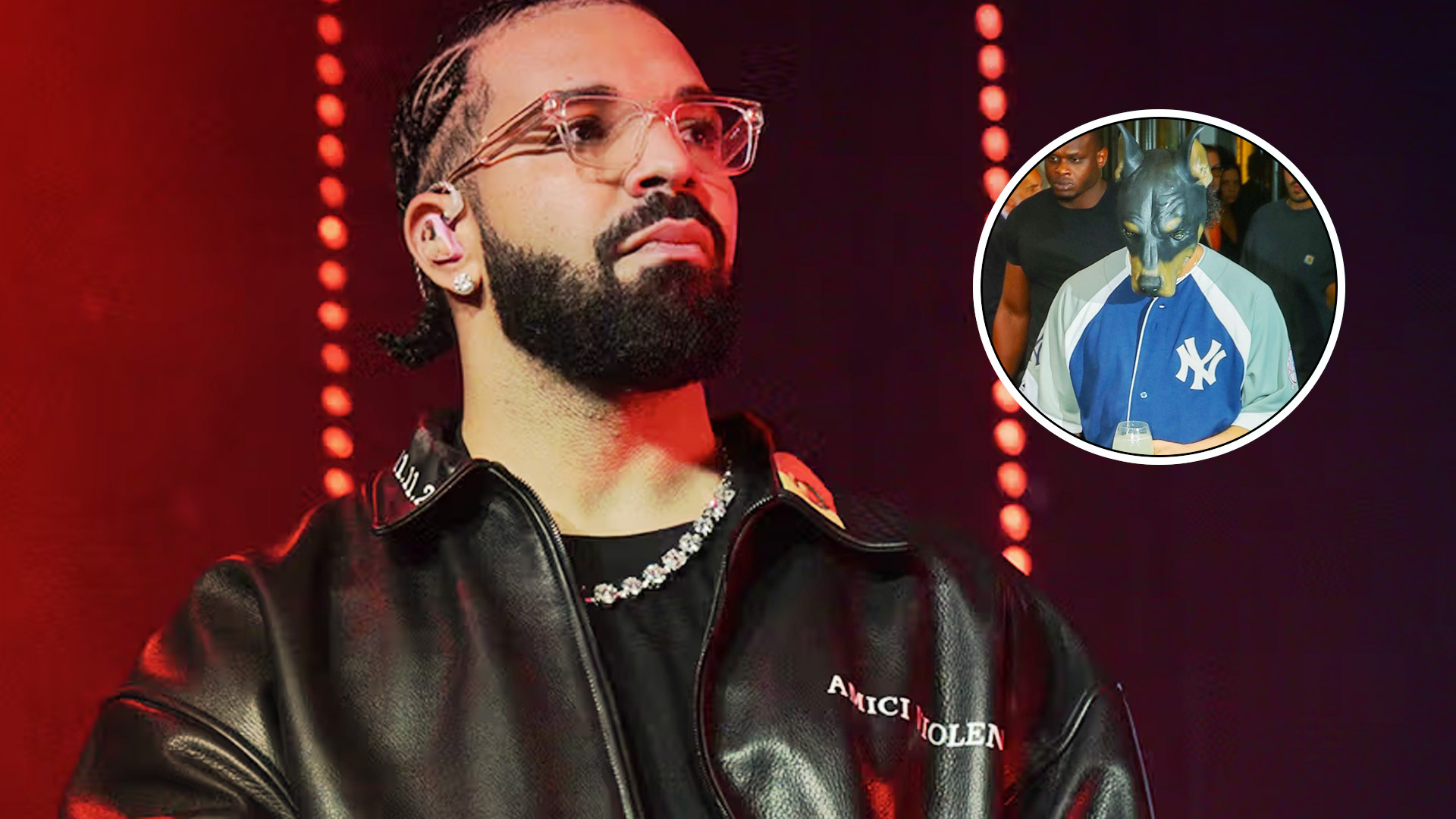 Drake Spotted Wearing A Rottweiler Mask At His NYC Concert.