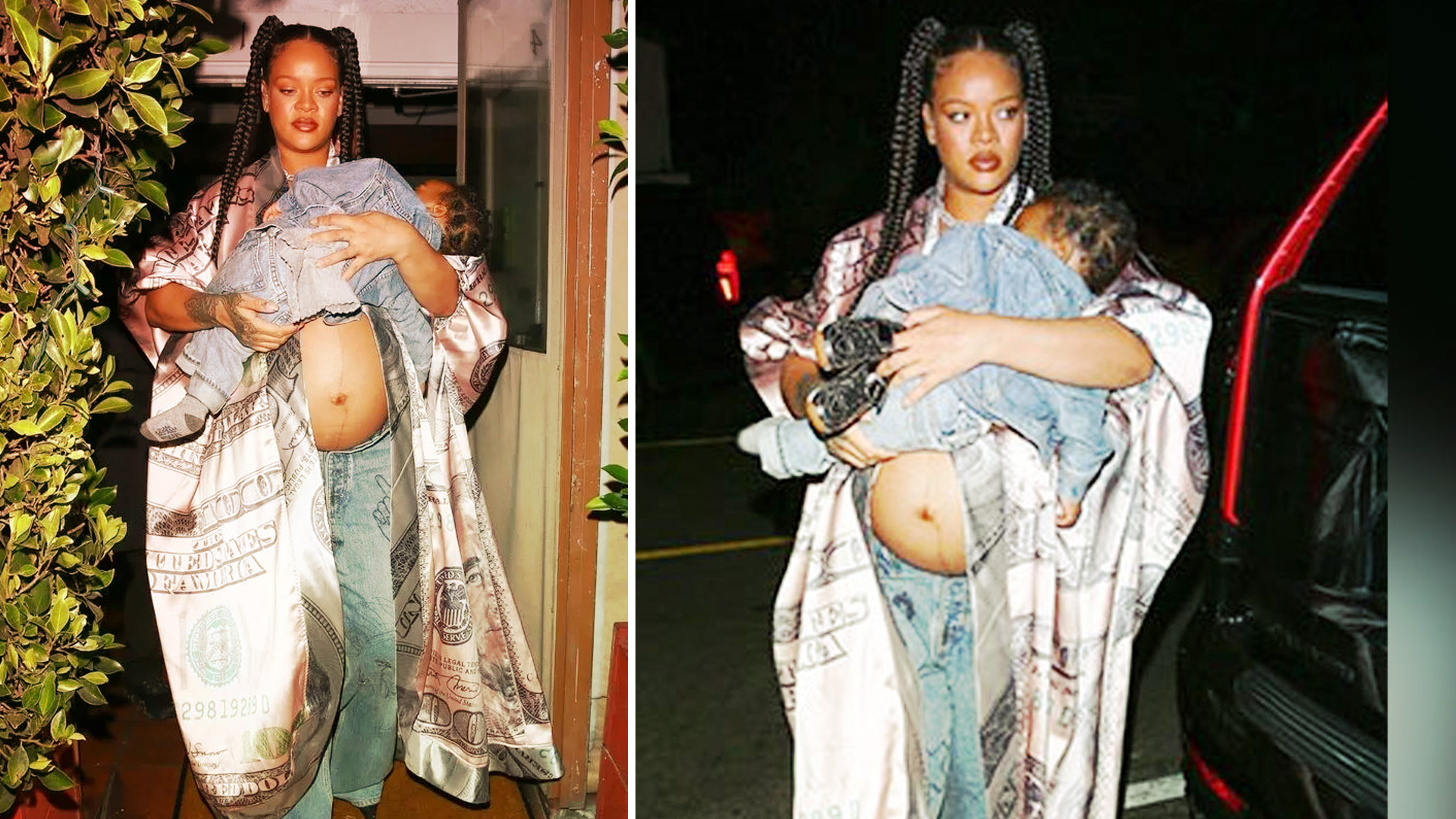 Rihanna Flaunts Baby Bump At Dinner With Son RZA.